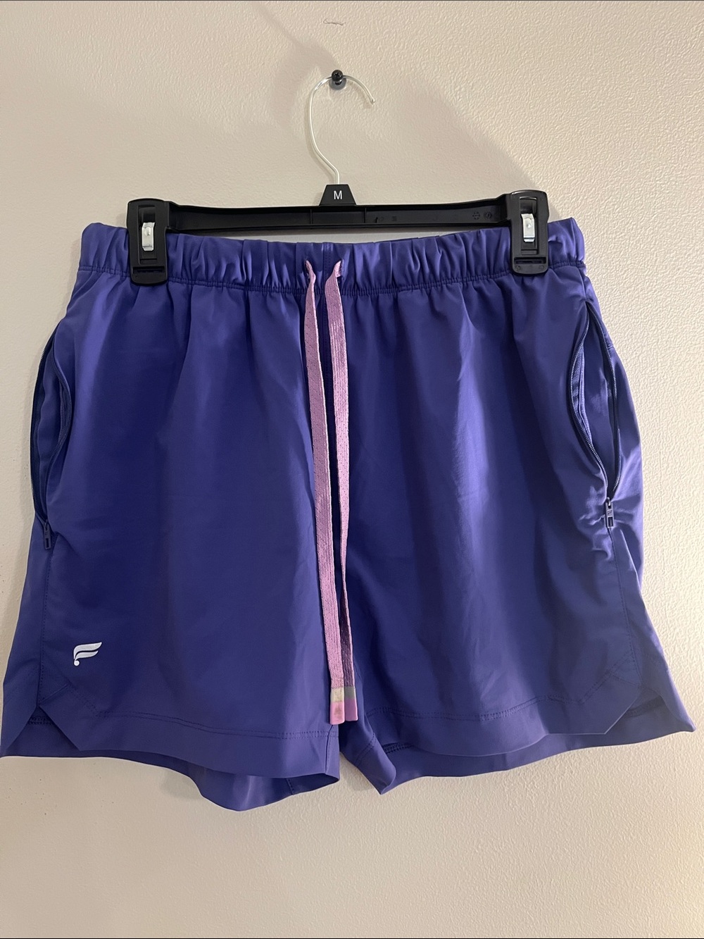 Men’s Fabletics Purple Athletic Shorts with Pink Drawstring